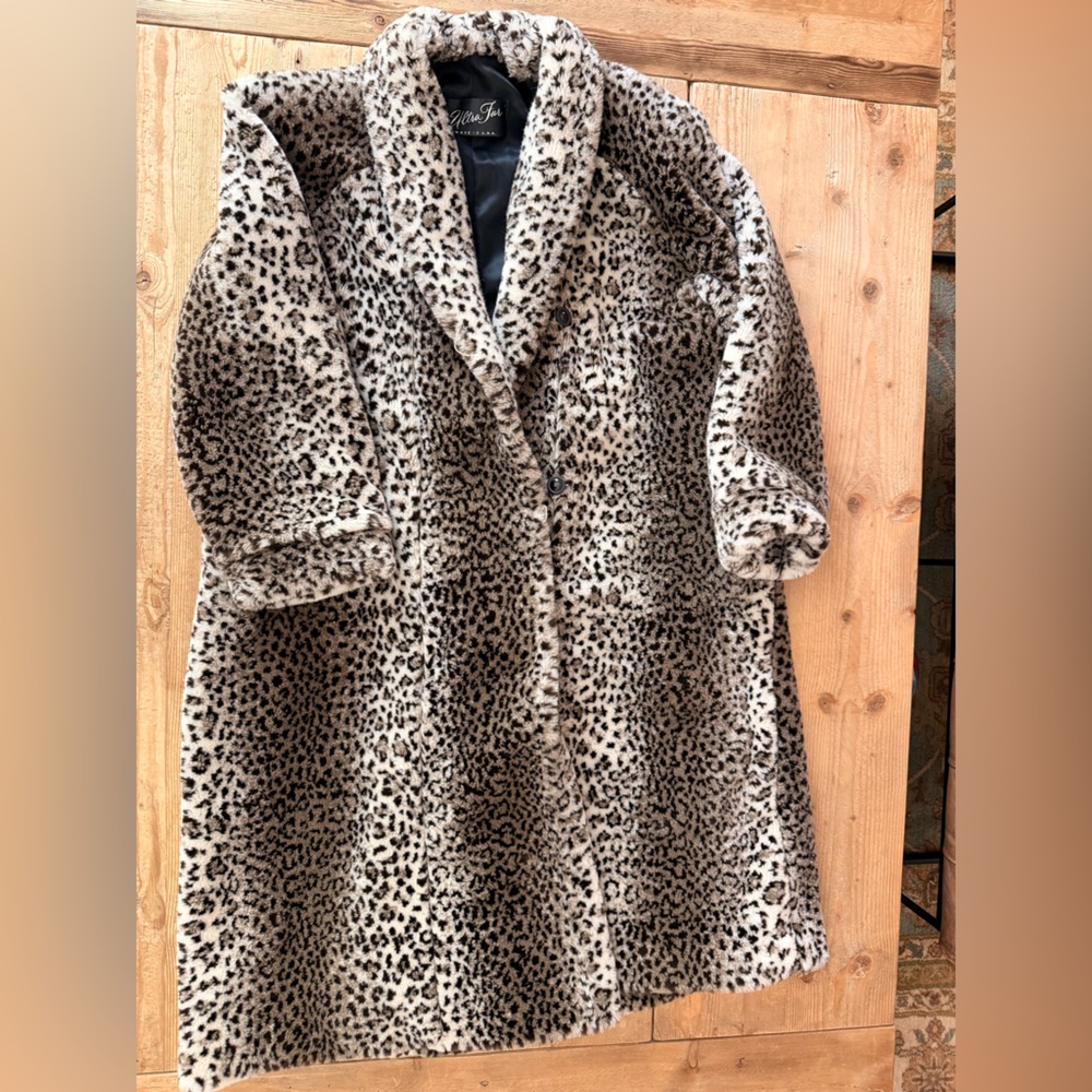 Vtg Long Faux Fur Coat By Ultra Furs Made In USA Large